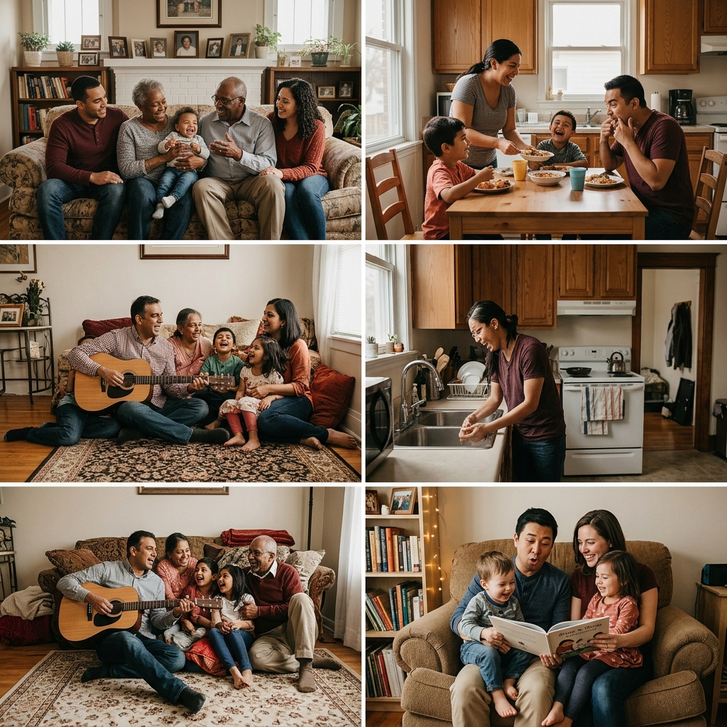 Modest homes with happy families