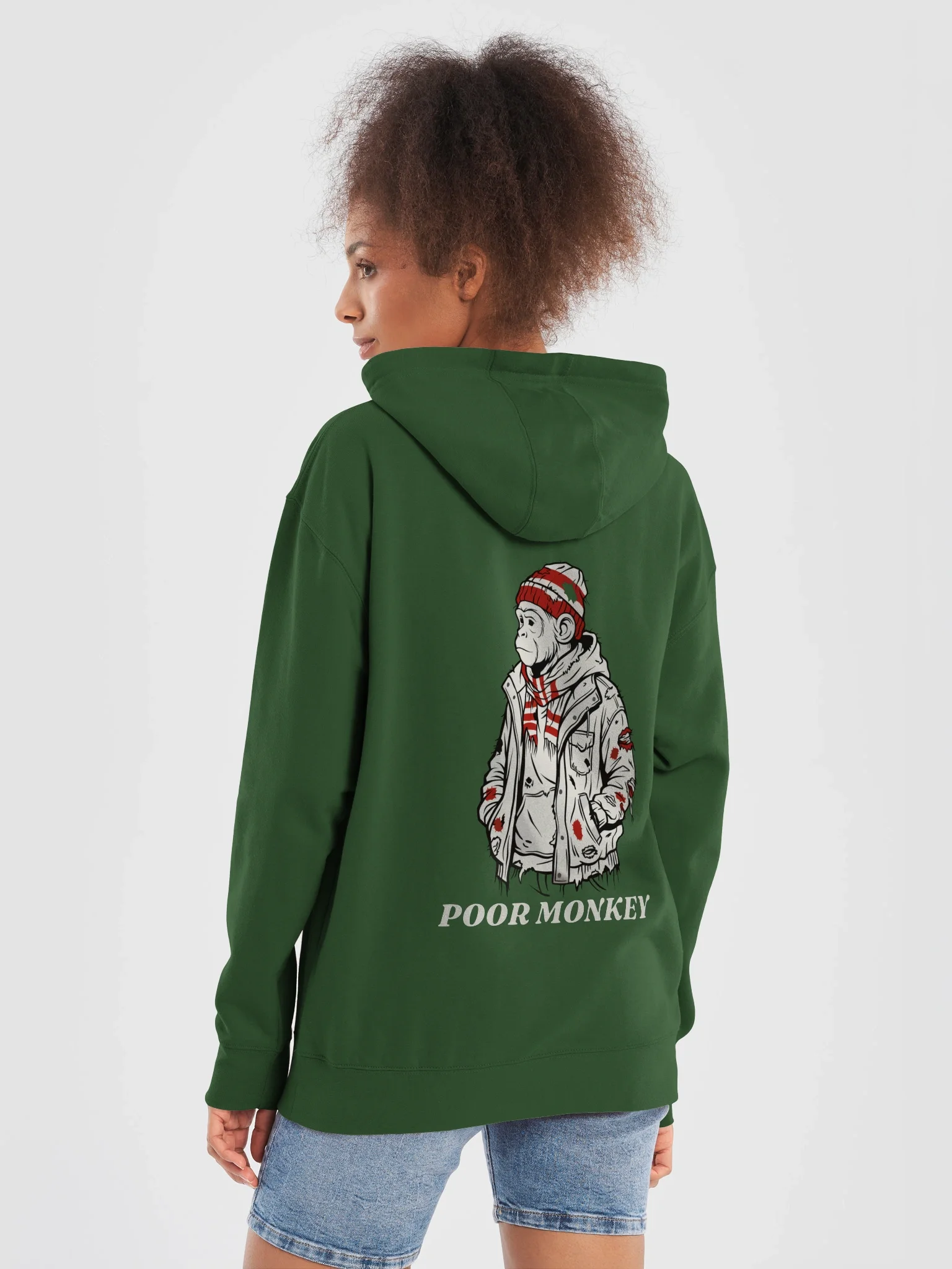 The Bracket Hoodie by Poor Monkey in forest green.