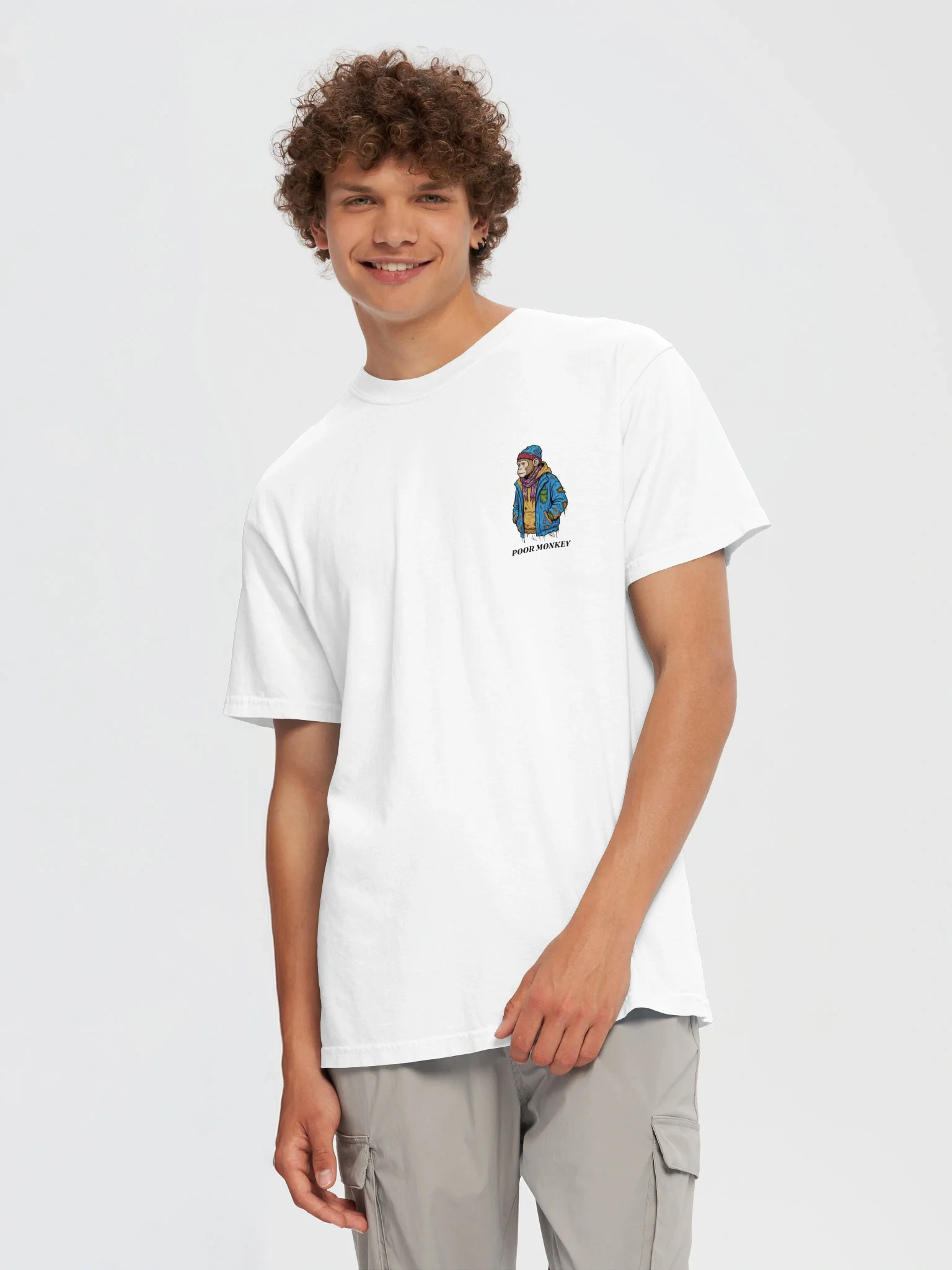 The Net Worth Tee by Poor Monkey in white.